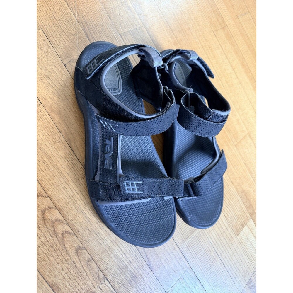 EUC Teva Minam Mens 11 Black Sports Adjustable Strappy Hook And Loop Sandal 4289